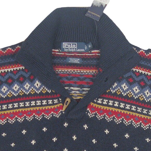 NEW Vintage Polo Ralph Lauren Intarsia Fair Isle Sweater!  Navy  Wooden Toggles - Picture 3 of 4